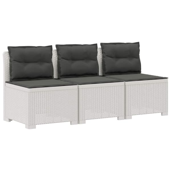 3-sits trädgårdsoffa med kuddar Rattan-look PP Vit