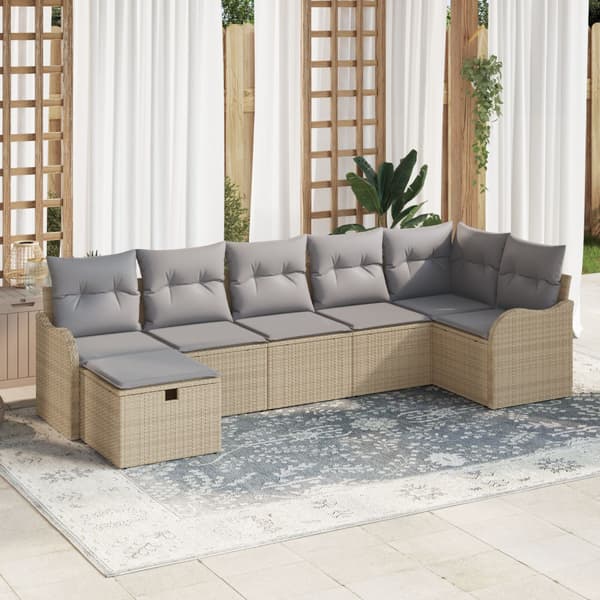 Trädgårdsoffset 7 st Poly rattan