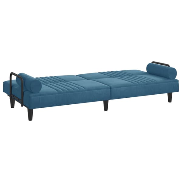 Bäddsoffa med armstöd blå sammet