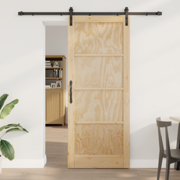 skjutdörr med hårdvaruset 86x211 cm massivt trä furu