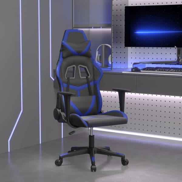 Gamingstol svart och blå konstläder