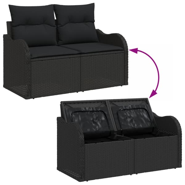 Trädgårdsoffset med lagring 8 pcs Svart Poly rattan