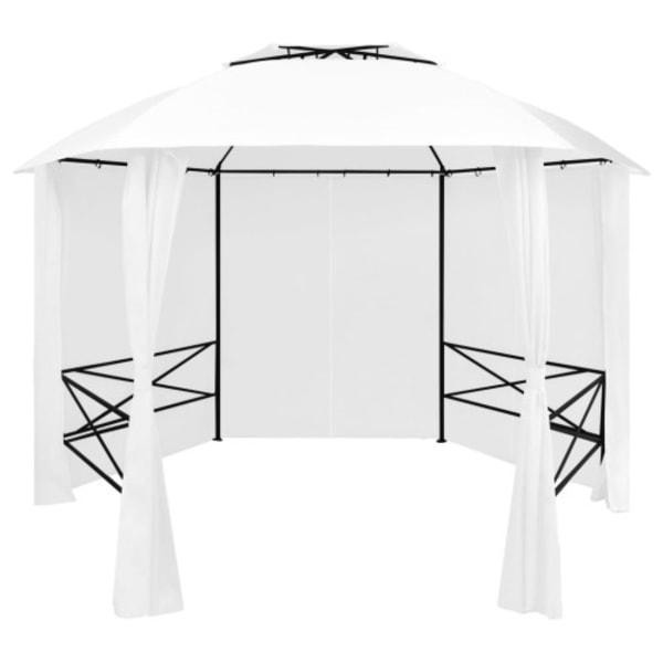 Paviljong med draperier 360x312x265 cm vit 180 g/m²