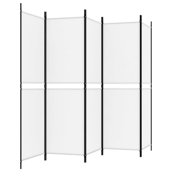 Rumsavdelare 5 paneler vit 250x180 cm tyg