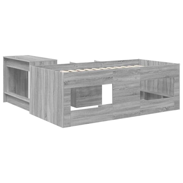 Barns högsängram med skrivbord 2 st Grå Sonoma Konstruerat trä
