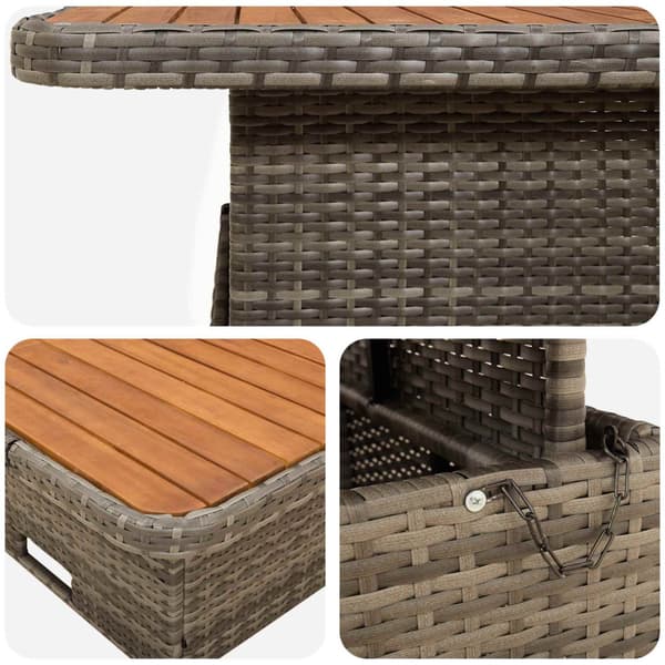 Möbelset med kudde 7 pcs Grå och mörkgrå PE Rattan