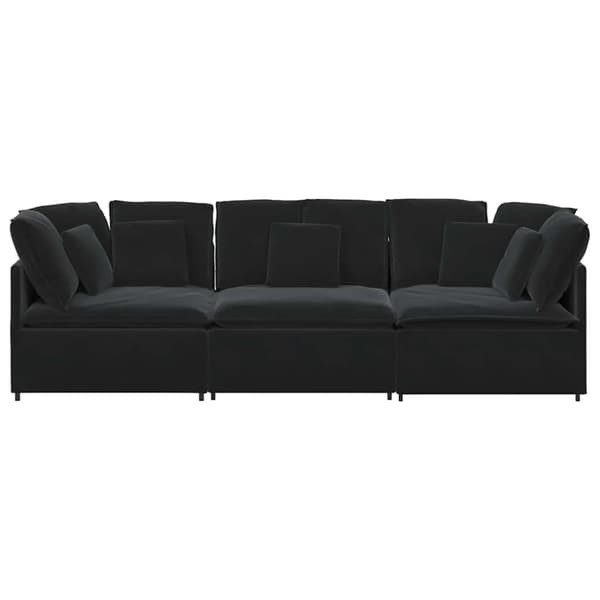 Modulsoffa med kuddar sammet svart