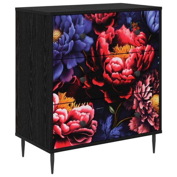 Kommode KIEL Mörk piontryck 66 x 36,5 x 76 cm Konstruerat trä