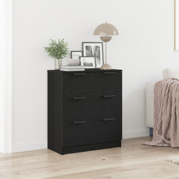 Sideboard svart ek 60x30x70 cm konstruerat trä