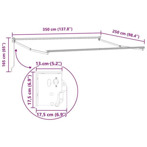Utfällbar markis Flerfärgsdesign 350 x 250 cm