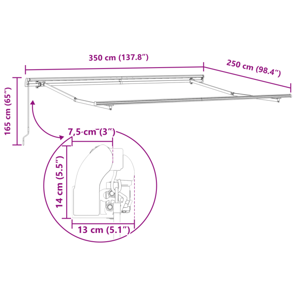 Utfällbar markis Flerfärgsdesign 350 x 250 cm