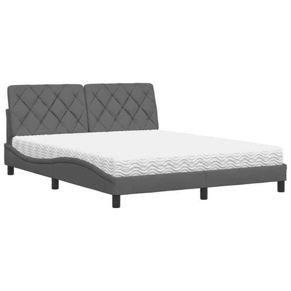 Bed with Mattress Dark Grey 160x200 cm Fabric