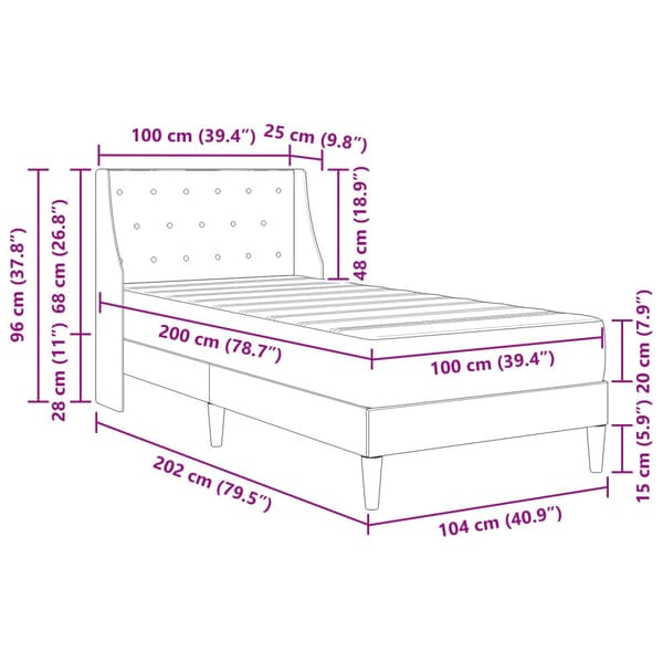 Sängram med madrass med madrass Blå 100 x 200 cm Sammet