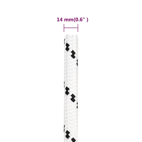 Båtlina flätad vit 14 mm x 25 m polyester