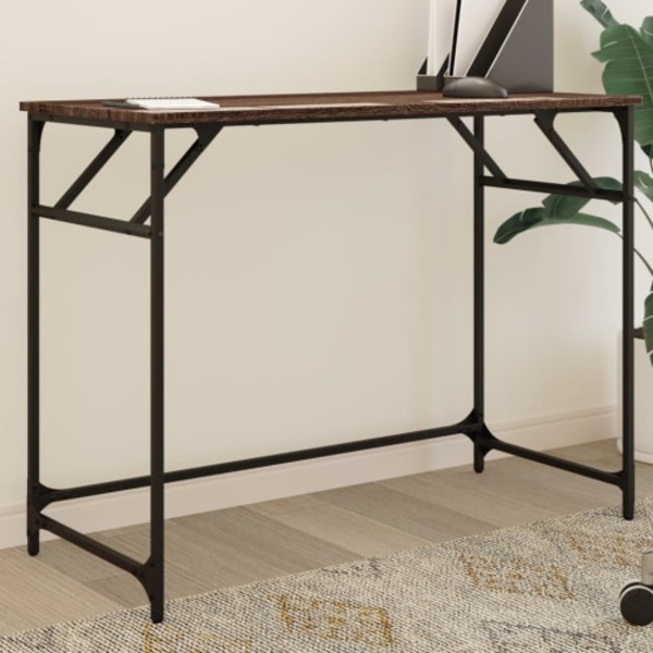Skrivbord brun ek 100x45x76 cm trä pulverlackerat stål
