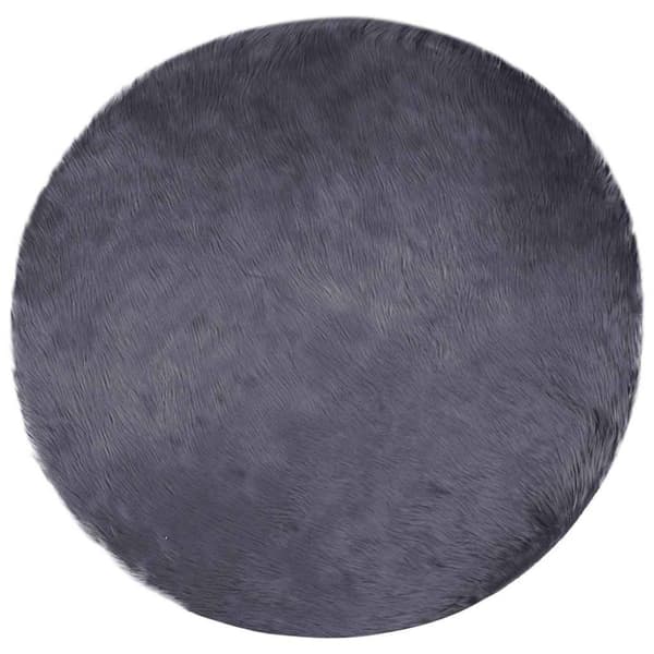 Fuskfäll matta TAFALLA Antracit Ø 120 cm Polyester