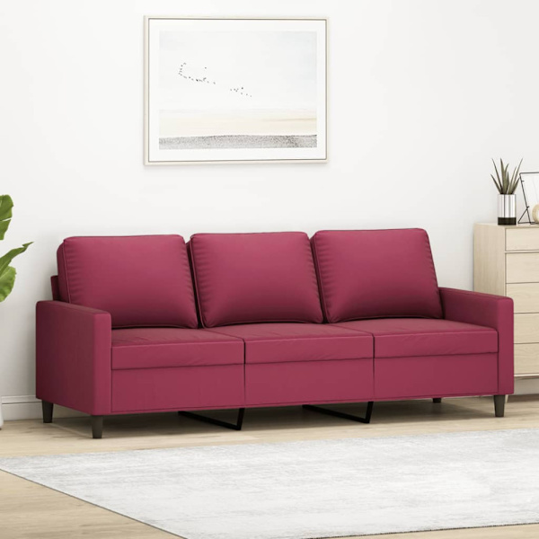 3-sitssoffa vinröd 180 cm sammet