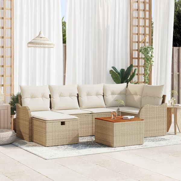 Trädgårdsoffset 7 st Beige konstrotting