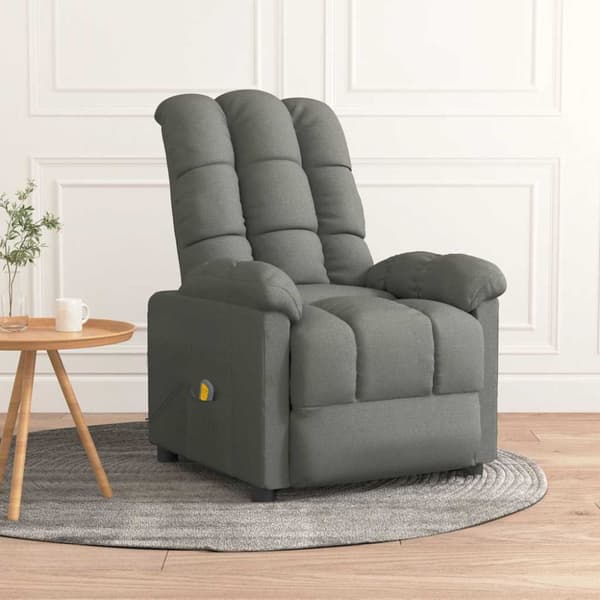 Massagefåtölj mörkgrå tyg