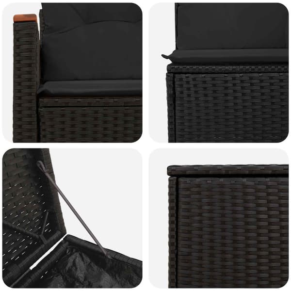Soffset 7 pcs Svart Poly Rattan och stål