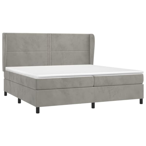 Ramsäng med madrass ljusgrå 200x200 cm sammet