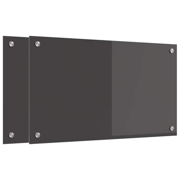 Köksskydd 2 pcs Mörkgrå 70 x 40 cm härdat glas