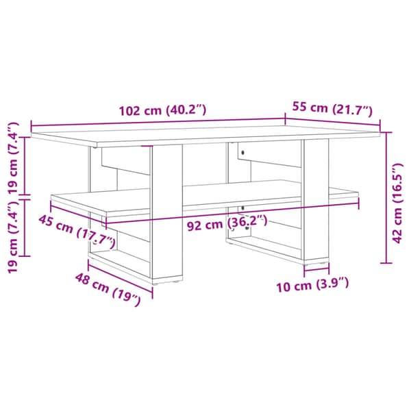 Soffbord vit 102x55x42 cm konstruerat trä