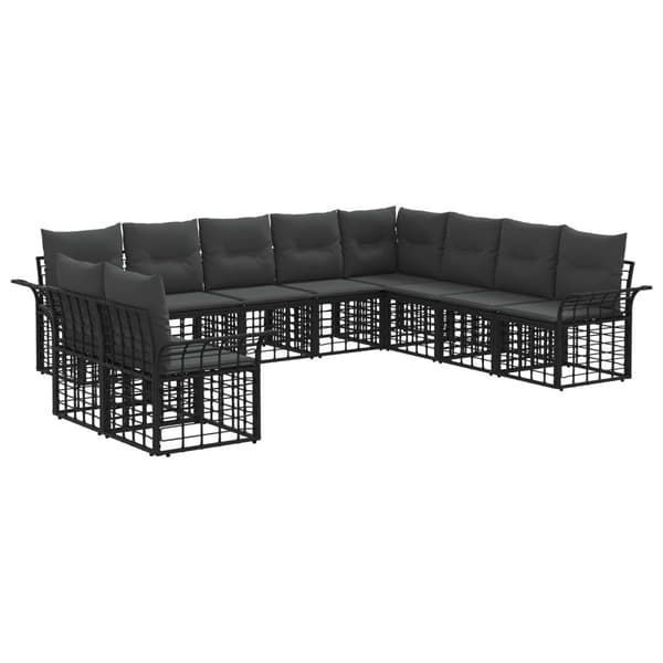 Utomhussoffset 10 pcs Svart och Mörkgrå Polyester