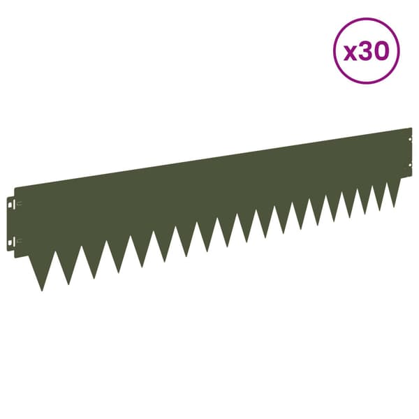 Kant för gräsmatta 30 pcs 103 x 20 cm metall Olivgrön