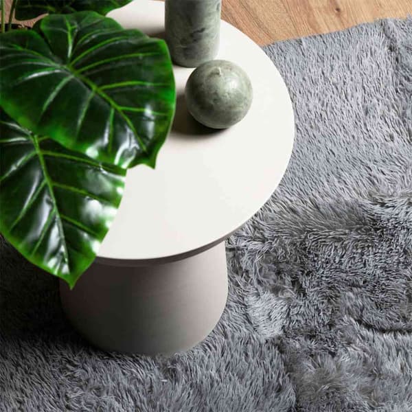 Ryamatta med lång lugg NAVARRA silvergrå 60x100 cm polyester
