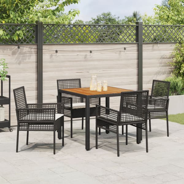 Trädgårdsmöbelset 5 pcs Svart konstrotting