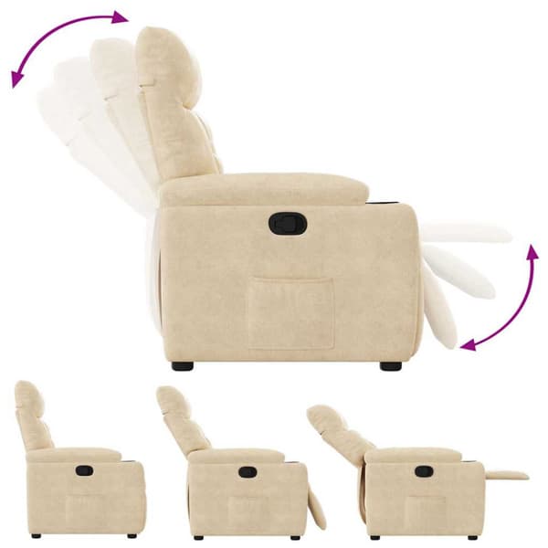 Reclinerfåtölj gräddvit mikrofibertyg