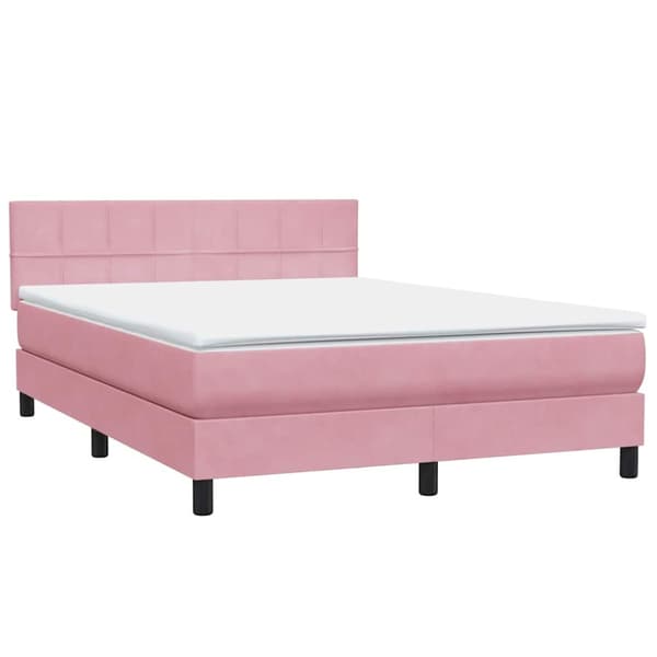 Ramsäng med madrass rosa 160x220 cm sammet