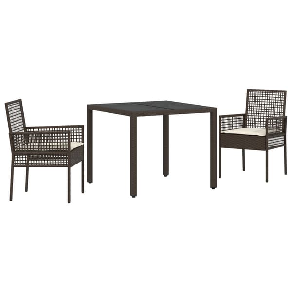 Trädgårdsmöbelset 3 pcs Brun konstrotting
