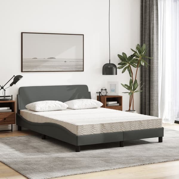 Bed with Mattress "Dover" Dark Grey 120x200 cm Fabric