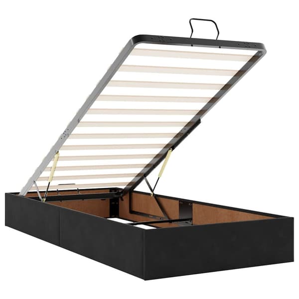 Ottoman sängram med madrasser svart 90x200 cm sammet