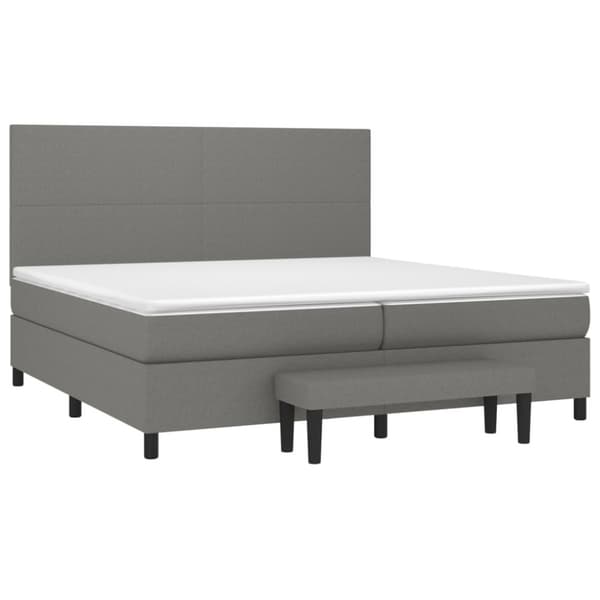 Ramsäng med madrass mörkgrå 200x200 cm tyg