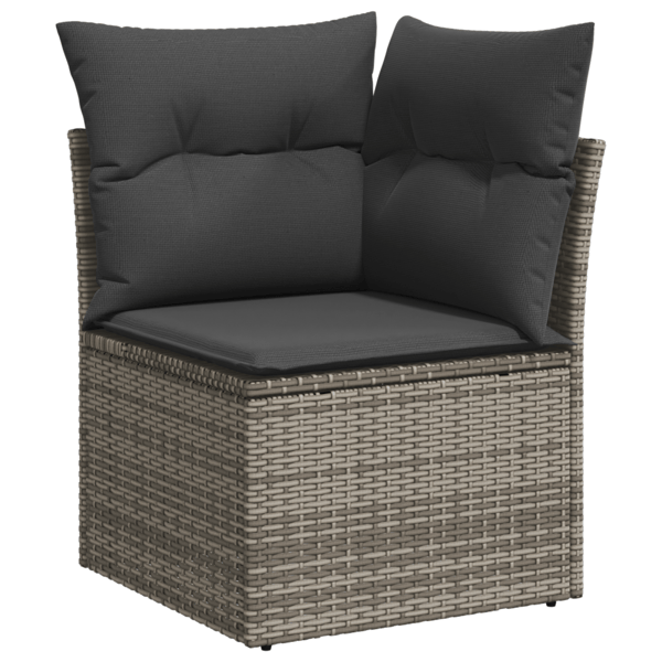 Trädgårdsoffset med kudde 8 pcs Grå Poly rattan