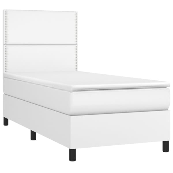 Ramsäng med madrass vit 100x200 cm konstläder
