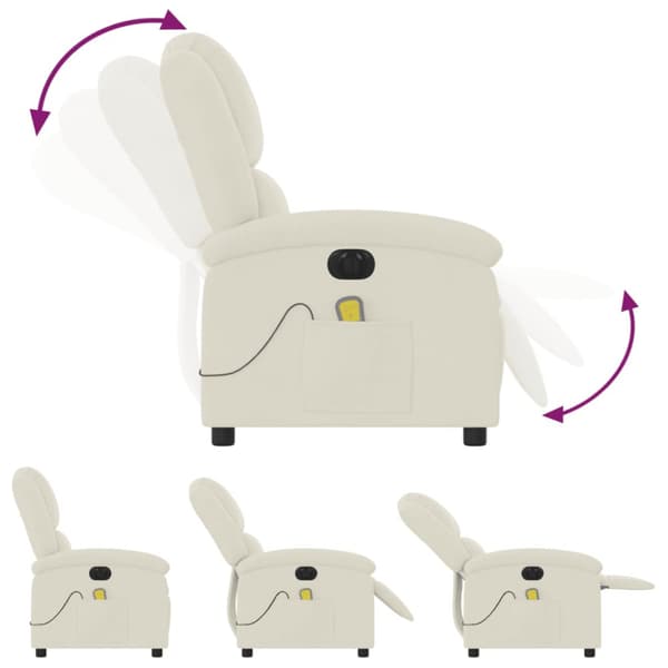 Elektrisk massagefåtölj gräddvit sammet