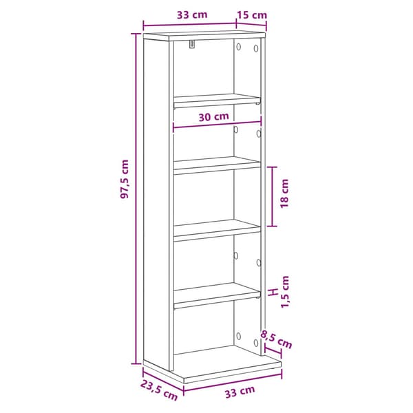 CD Skåp Sonoma-ek 33 x 23,5 x 97,5 cm Konstruerat trä