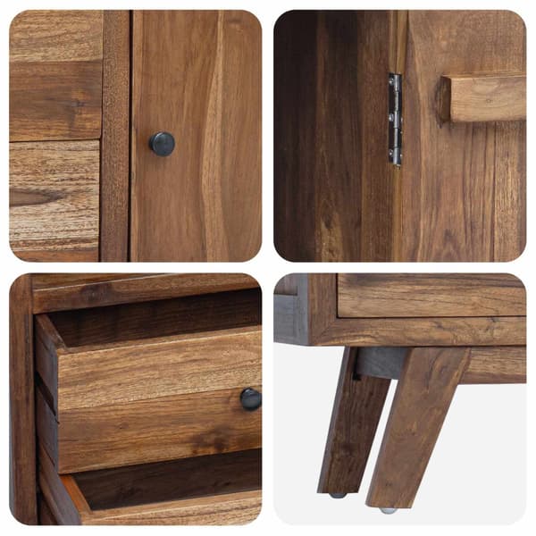 Sideboard Naturfärg 100 x 30 x 68 cm Massivt teakträ