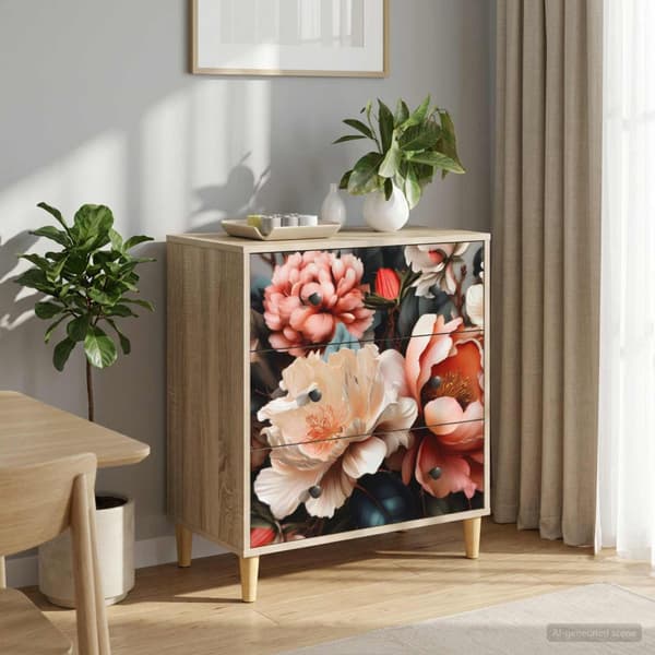 Kommode BORNE Ljus piontryck 66 x 36,5 x 75 cm Konstruerat trä