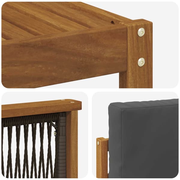 Utomhussoffset med kudde 6 pcs Naturlig och Antracit Polyester