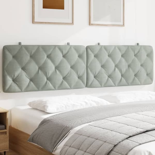 Headboard Cushion Light Grey 200 cm Velvet