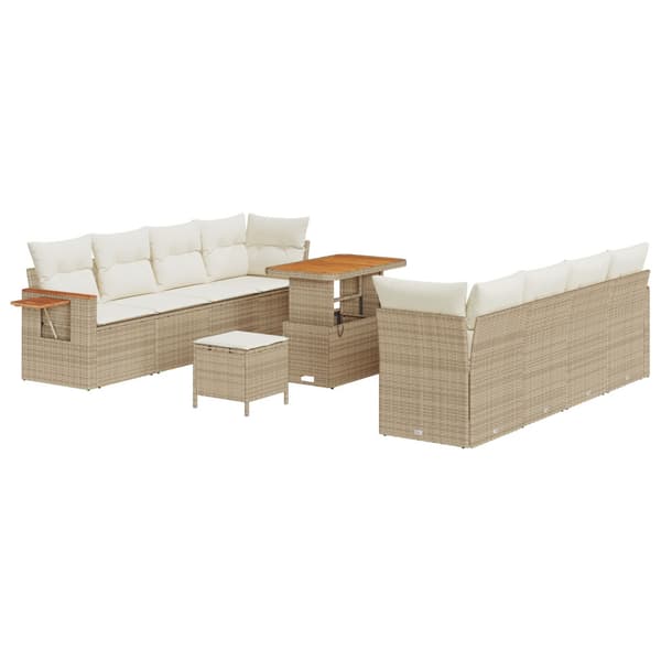 Trädgårdsoffset 12 pcs Beige och gräddfärgad konstrotting