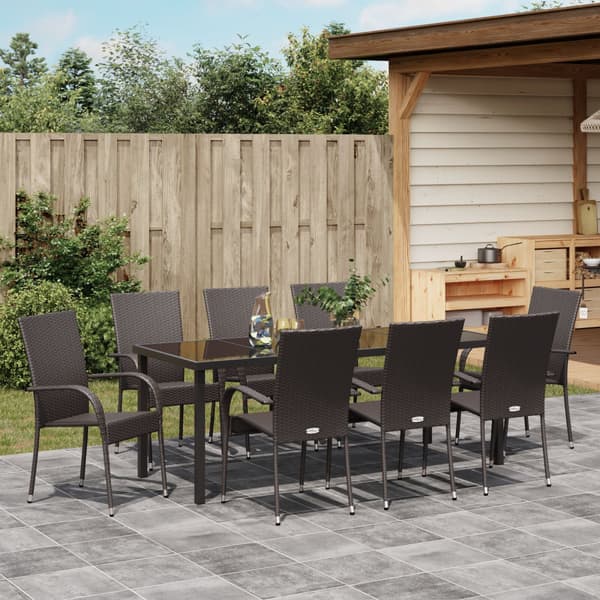 Trädgårdsmöbelset 5 pcs Brun Pulverlackerat stål