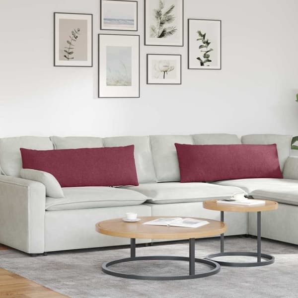 Sofakuddar 2 pcs Vinröd 120 x 40 cm tyg