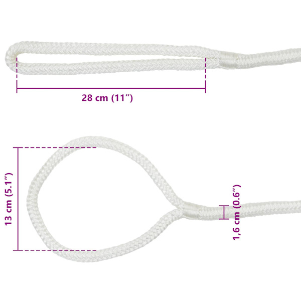 Båtsnöre 9 m 1.6 Vit Polyester