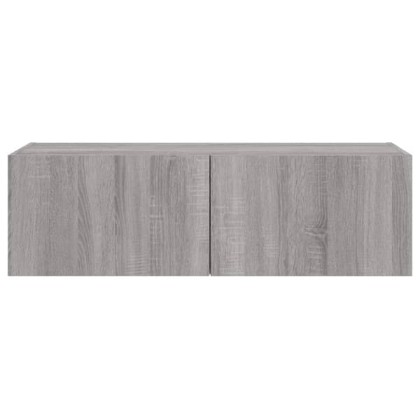 Väggmonterad tv-bänk LED grå sonoma 100x35x31 cm